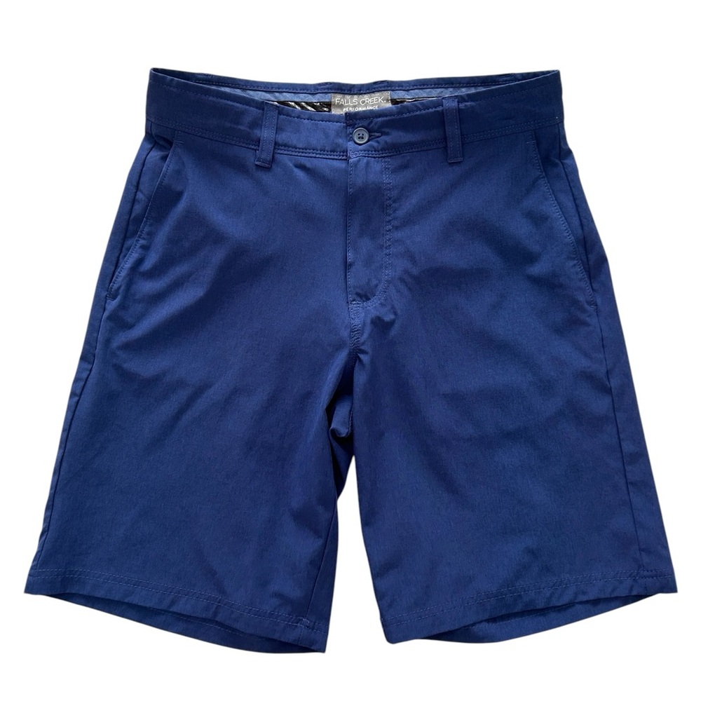 Falls Creek Shorts Men 30 Performance Active Golf Pockets Blue Comfort Waist